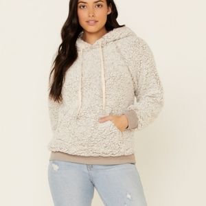 Hem & Thread Women's Grey Sherpa Hooded Sweatshirt Size Small